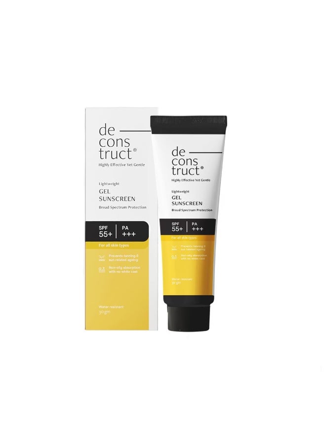 Deconstruct Face Gel Sunscreen In - Vivo Tested SPF 50 + and PA+++ | For oily, combination & normal skin | Matte, Lightweight & Airy, Non-greasy | For Men & Women - 30g - Image 1